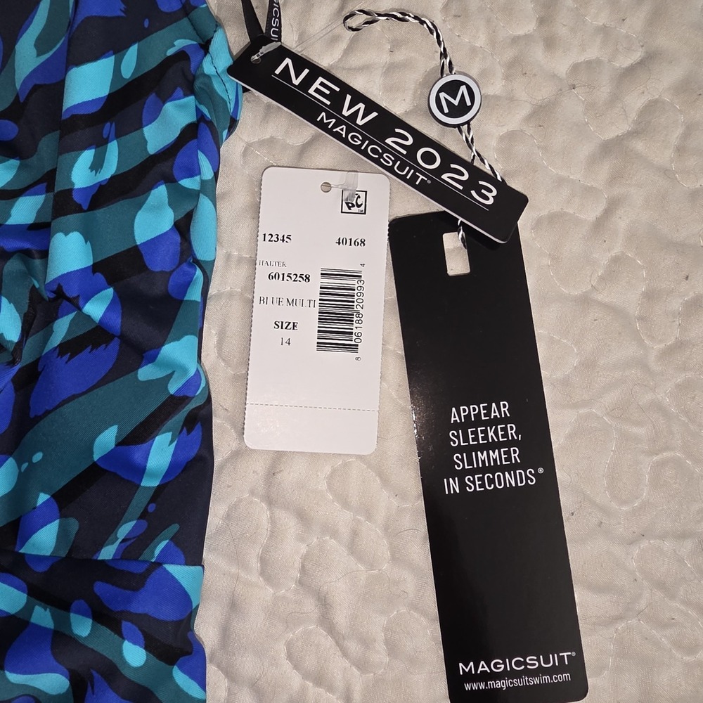 Magicsuit Slimming One Piece Swimsuit Blue Animals Print Bathing‎ Suit Size 14 - Picture 7 of 7